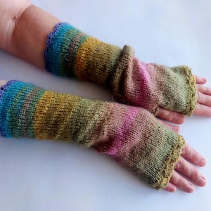 Colorful Fingerless Gloves Mustard Yellow Green Blue Arm Warmers Long Fingerless Winter Gloves Mittens Women Wrist Warmers