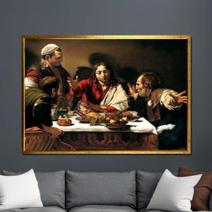 Caravaggio&#39;s Supper at Emmaus Canvas Print: Baroque Religious Wall Art