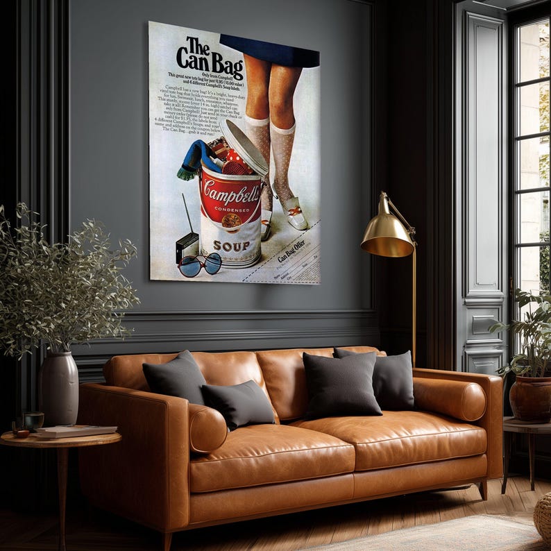 Vintage Campbell's Soup Can Ad Canvas, Retro Pop Art Kitchen Decor - Etsy