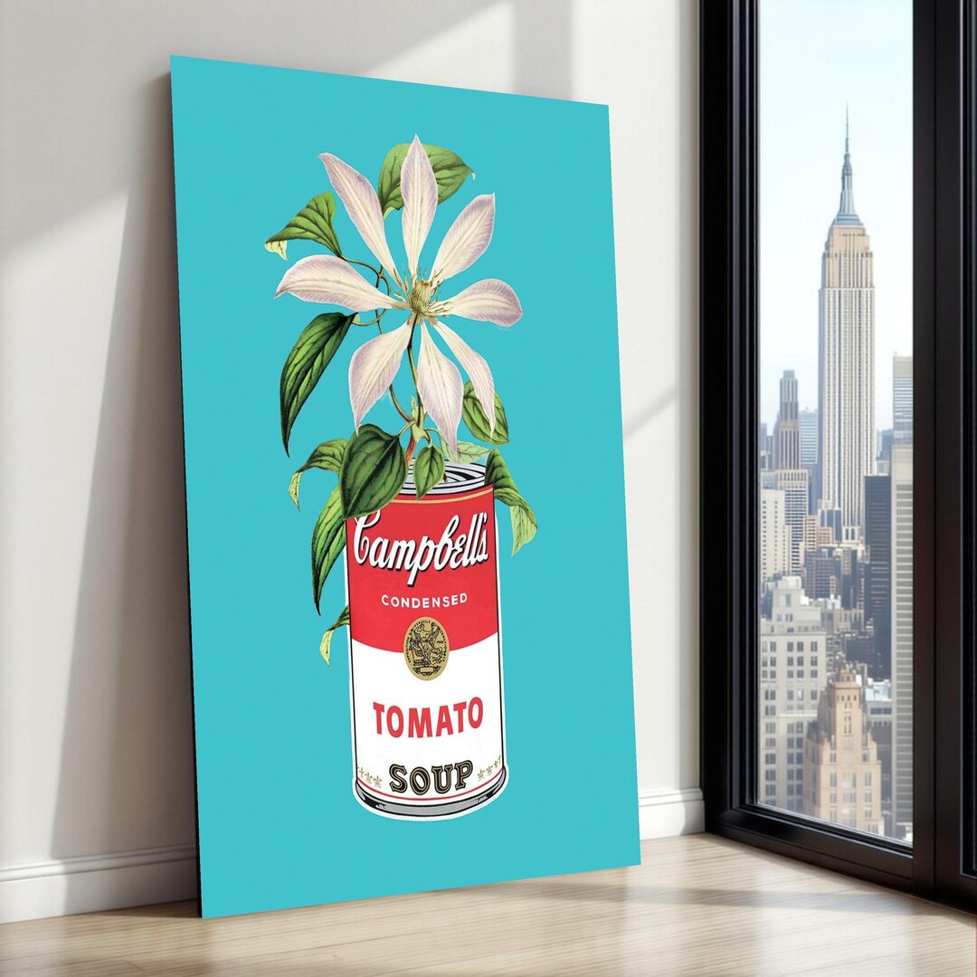 Campbell's Soup Can Floral Canvas, Vintage Pop Art Kitchen Decor - Etsy