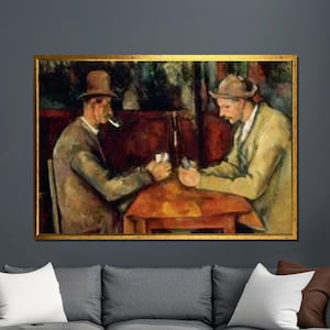 Lienzo de "Los jugadores de cartas" de Paul Cézanne, impresión postimpresionista de "Hombres jugando a las cartas", obra maestra clásica francesa, escena rústica de interior