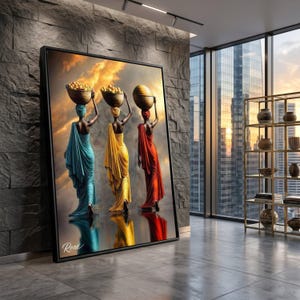 Canvaskunst Afrikaanse vrouwen, kleurrijk etnisch muurdecor