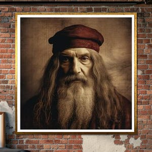 Leonardo da Vinci Portrait Canvas, Renaissance Master Wall Art, Old Master Art Print, Historical Figure Wall Decor, Vintage Style Canvas