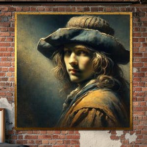 Rembrandt Style Portrait Canvas: Dutch Golden Age Nobleman Art