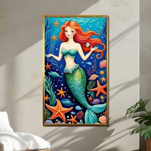 Mermaid Canvas Print: Underwater Fantasy Art for Kids Room