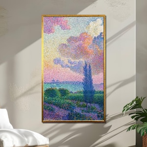 Henri-Edmond Cross Canvas: Neo-Impressionist Seaside Sunset Art