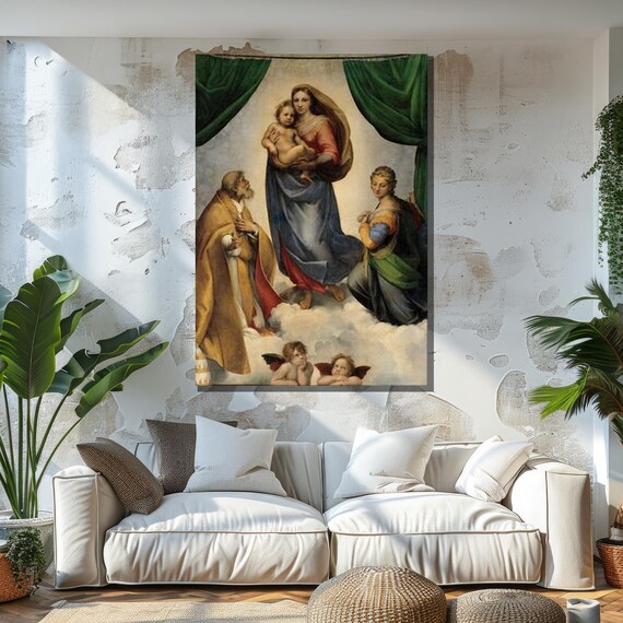 Sistine Madonna Canvas: Raphael Renaissance Virgin Mary and Child
