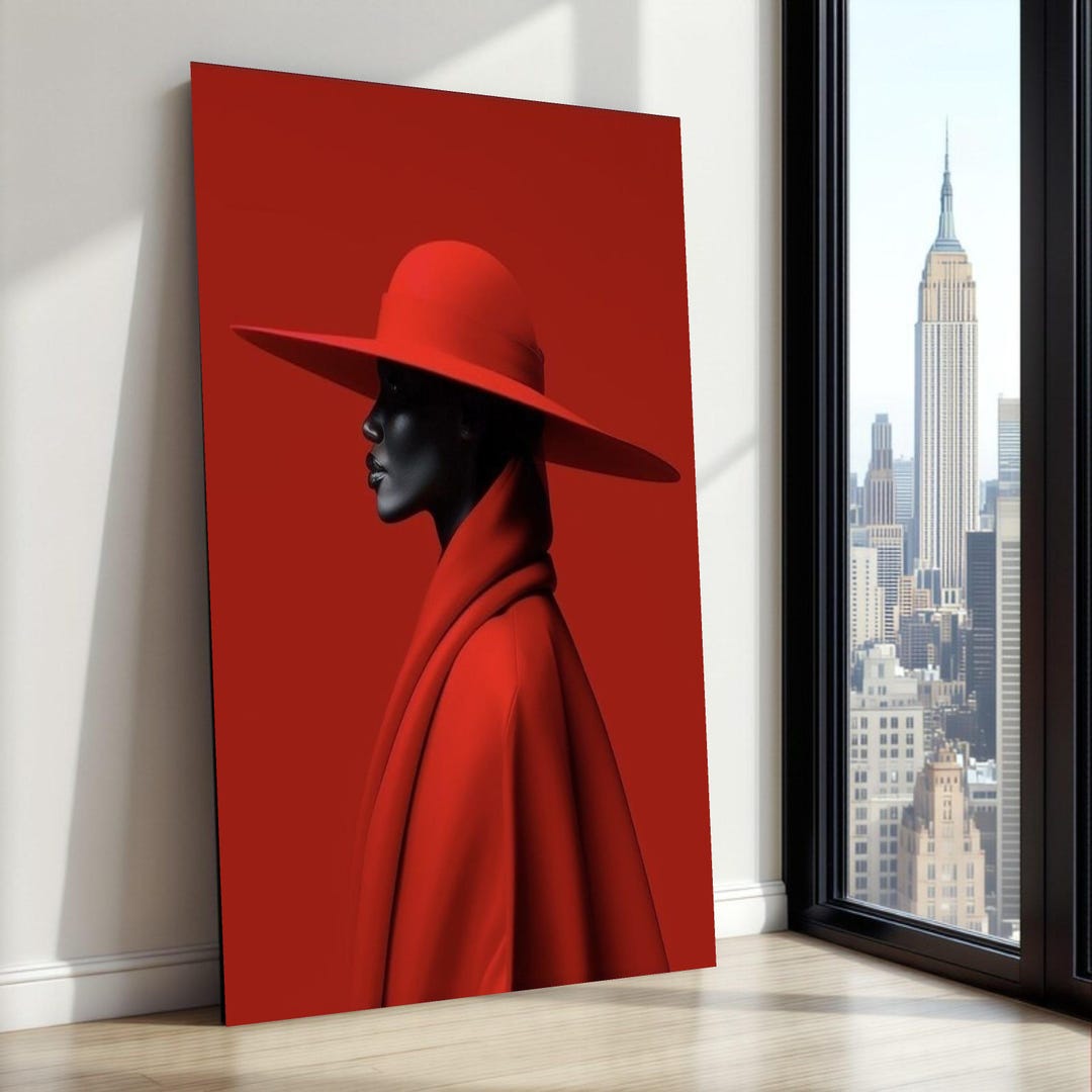 Woman in Red Hat Canvas Print, Modern Fashion Portrait, Bold Decor - Etsy