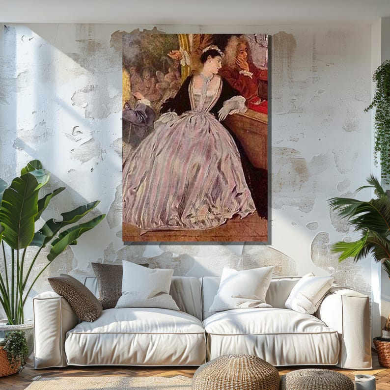 Wateau Back Rococo Jean-antoine Watteau Rococo Lady Canvas, Elegant 18th Century Woman Art ...