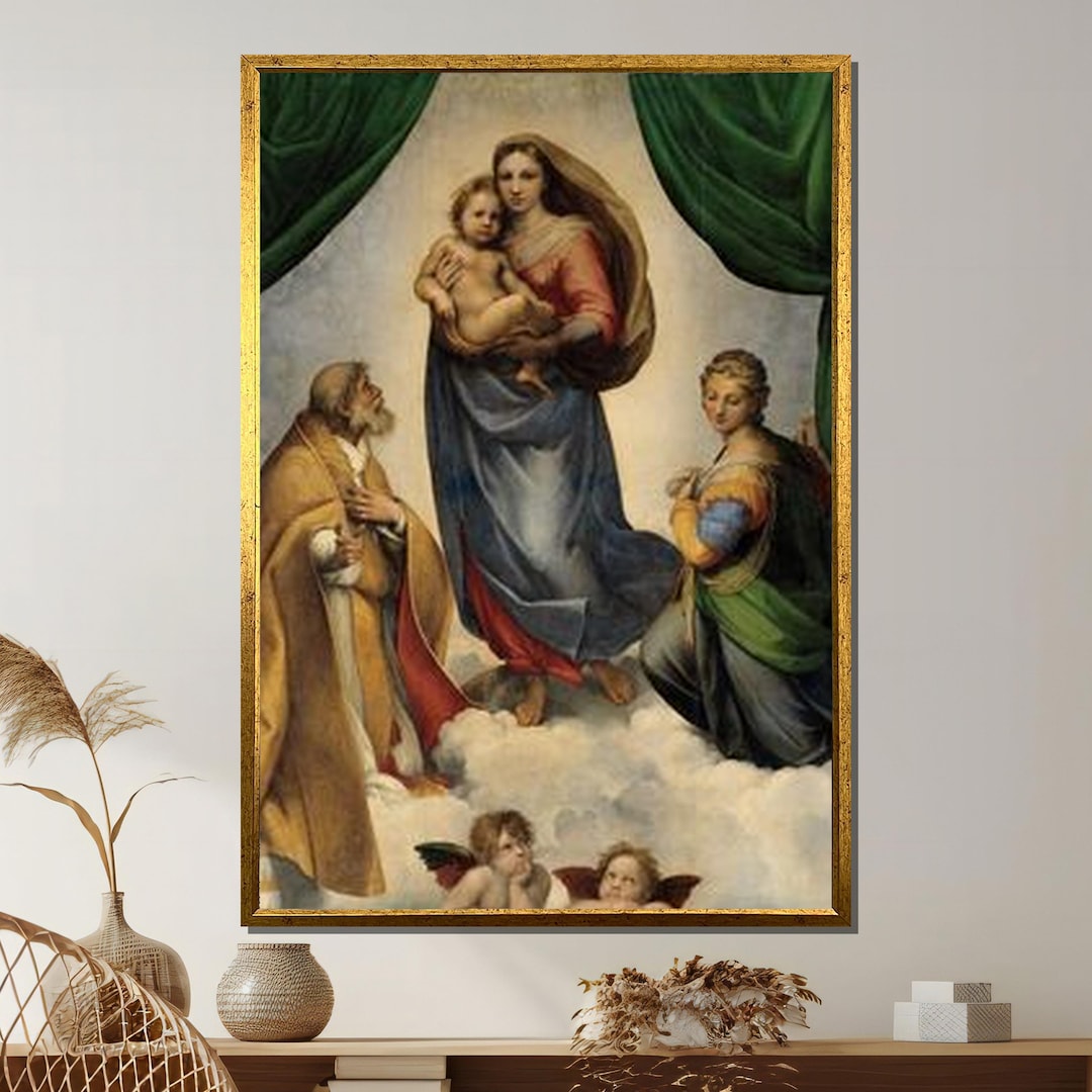 Sistine Madonna Canvas: Raphael Renaissance Virgin Mary and Child