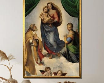 Sistine Madonna Canvas: Raphael Renaissance Virgin Mary and Child