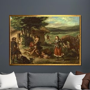 Lienzo de Don Quijote de Delacroix, impresión de arte literario romántico, arte mural con escena de novela clásica, reproducción de pintura de cuento histórico español