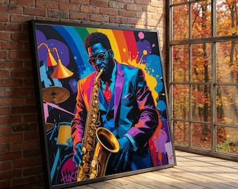 Urban Jazz Soul - Graffiti Saxophone Canvas Print, Colorful
