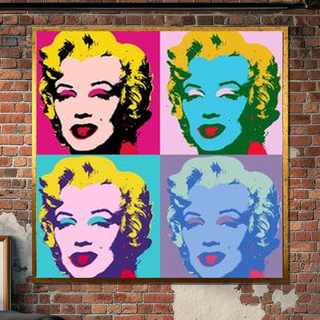 Marilyn Monroe Pop Art Canvas, Andy Warhol Style Print, Colorful ...