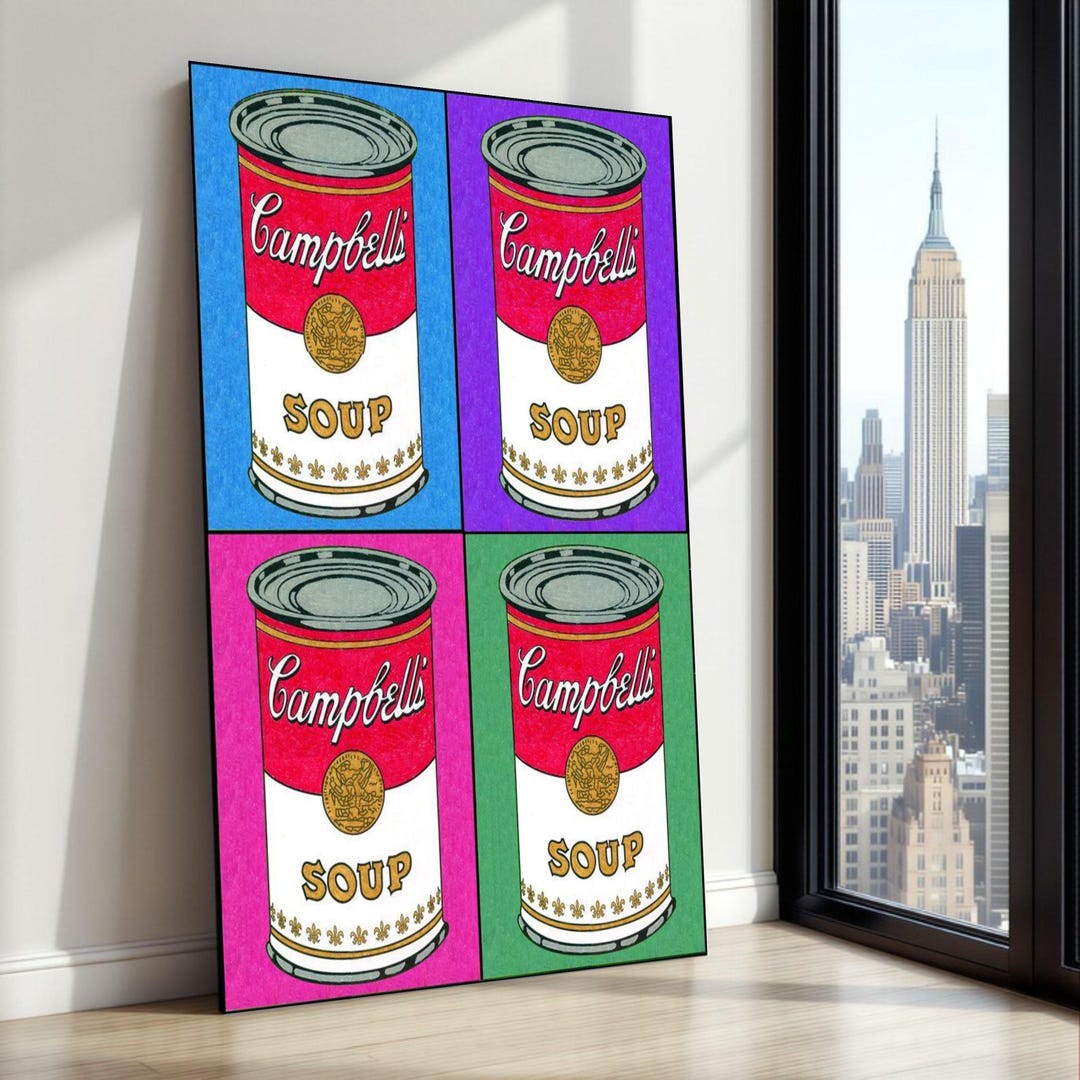 Pop Art Campbell's Soup Can Canvas, Colorful Kitchen Wall Art, Retro ...