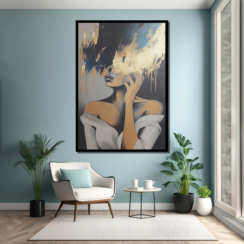 Abstract Woman Canvas Art, Gold Leaf, Modern Feminine Wall Decor - Etsy