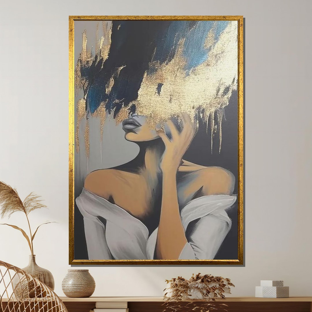 Abstract Woman Canvas Art, Gold Leaf, Modern Feminine Wall Decor - Etsy