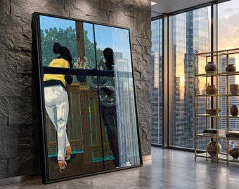 Canvastavla Urban Balkong, Kerry James Marshall-stil, Modern Heminredning