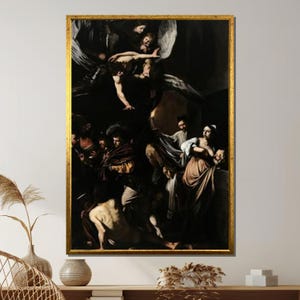 Caravaggio Seven Works of Mercy Canvas, Dramatic Baroque Religious Scene Print,Chiaroscuro Masterpiece Wall Art, Italian Old Master Painting