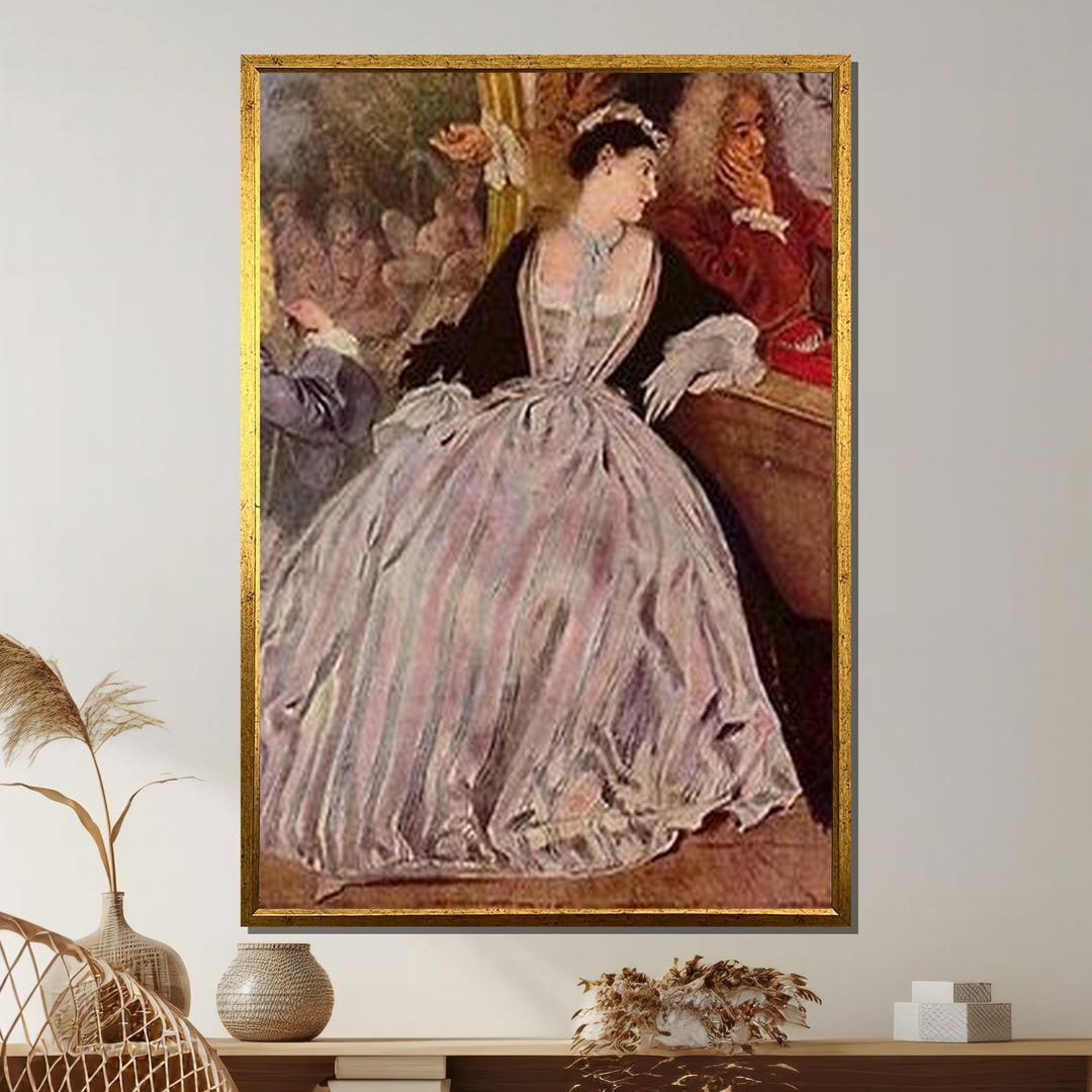 Wateau Back Rococo Jean-antoine Watteau Rococo Lady Canvas, Elegant 18th Century Woman Art ...