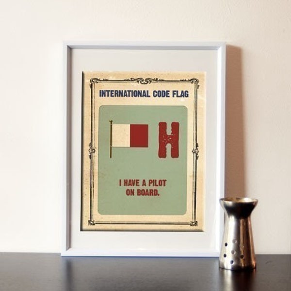 Letter H - Vintage International Boat Code Flag - I have a pilot on board