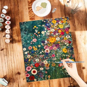 Flower Paint By Numbers Kit: DIY Linen Canvas Art