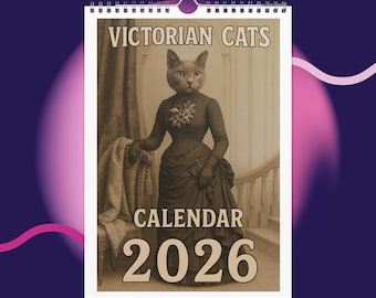 2026 Victorian Horror Cat Calendar – Gothic Cats in Creepy Vintage Portraits – Spooky Macabre Kitty Art for Halloween Lovers, Cat Collectors