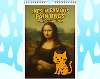 Famous Paintings with Cats 2026 Calendar – Funny Cartoon Cats in Art by da Vinci, Monet, Van Gogh & More – Cat Lover Gift