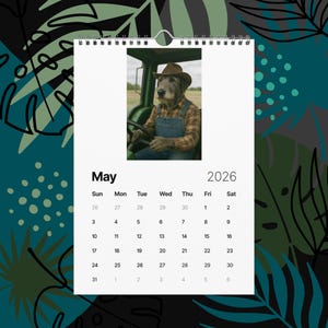 Irish Wolfhound Dogs With Jobs Calendar 2026 – Funny Irish Wolfhound Gift, Cute Dog Lover Wall Calendar, Irish Wolfhound Art, Pet Humor