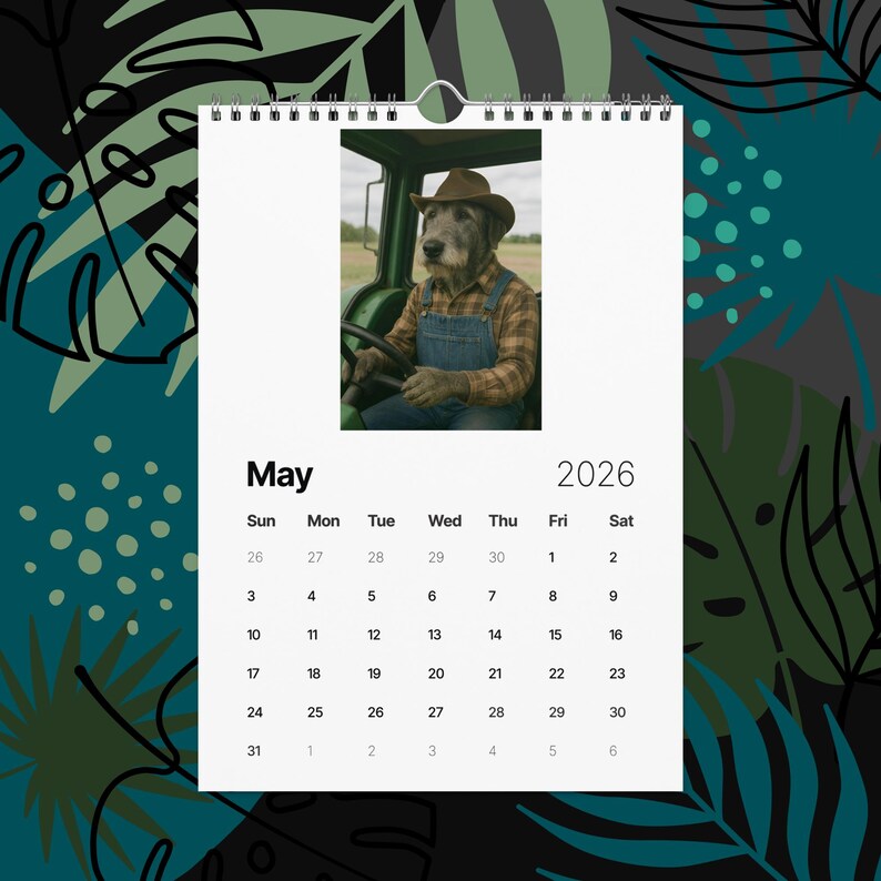 Irish Wolfhound Dogs With Jobs Calendar 2026 – Funny Irish Wolfhound Gift, Cute Dog Lover Wall Calendar, Irish Wolfhound Art, Pet Humor