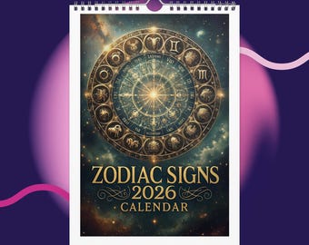 2026 Zodiac Gods Calendar – Mystical Astrology Art, Celestial Star Signs, Spiritual Energy and Healing Power Wall Calendar