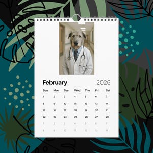 Irish Wolfhound Dogs With Jobs Calendar 2026 – Funny Irish Wolfhound Gift, Cute Dog Lover Wall Calendar, Irish Wolfhound Art, Pet Humor