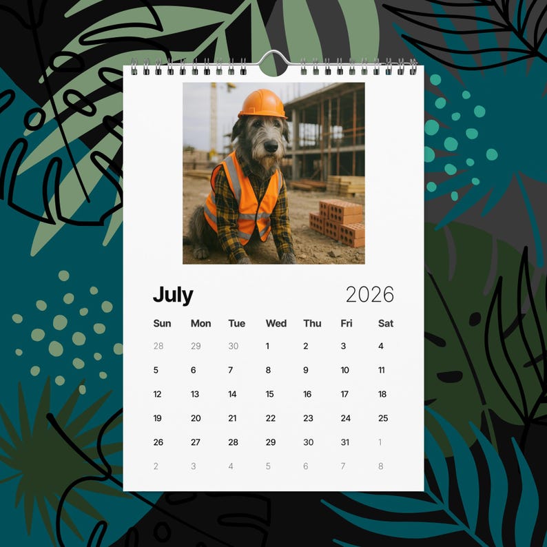 Irish Wolfhound Dogs With Jobs Calendar 2026 – Funny Irish Wolfhound Gift, Cute Dog Lover Wall Calendar, Irish Wolfhound Art, Pet Humor
