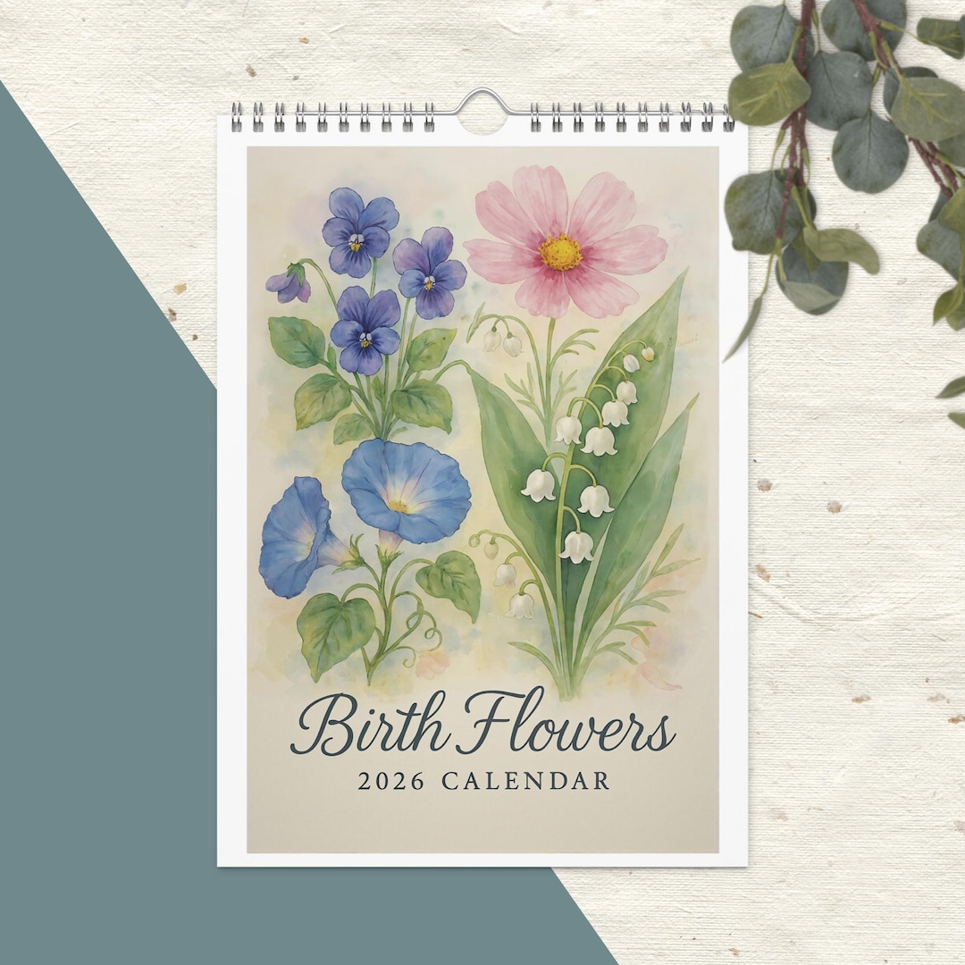 2026 Birth Flower Wall Calendar – Watercolor Botanical Art of Monthly ...