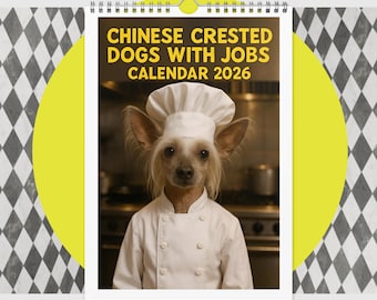 Chinese Crested Dogs With Jobs Calendar 2026 – Funny Dog Calendar for Chinese Crested Lovers, Cute Gift for Dog Owners