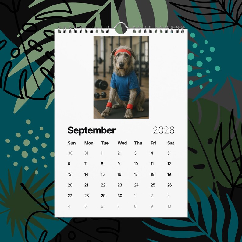 Irish Wolfhound Dogs With Jobs Calendar 2026 – Funny Irish Wolfhound Gift, Cute Dog Lover Wall Calendar, Irish Wolfhound Art, Pet Humor