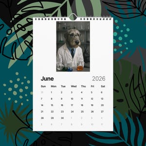 Irish Wolfhound Dogs With Jobs Calendar 2026 – Funny Irish Wolfhound Gift, Cute Dog Lover Wall Calendar, Irish Wolfhound Art, Pet Humor