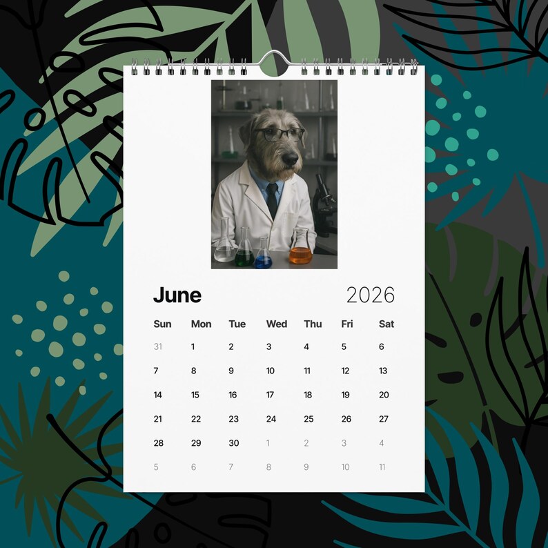 Irish Wolfhound Dogs With Jobs Calendar 2026 – Funny Irish Wolfhound Gift, Cute Dog Lover Wall Calendar, Irish Wolfhound Art, Pet Humor