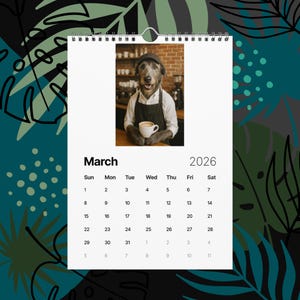 Irish Wolfhound Dogs With Jobs Calendar 2026 – Funny Irish Wolfhound Gift, Cute Dog Lover Wall Calendar, Irish Wolfhound Art, Pet Humor