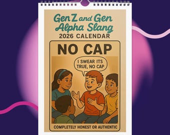 2026 Gen Z, Gen Alpha Slang Calendar – Funny Modern Slang Gift – Humor for Boomers & Parents – Words and Definitions, Skibidi, Rizz, Bet
