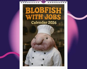 2026 Blobfish Calendar Funny Animal Gift, Blobfish Dressed as Jobs, Cute Ocean Creature Wall Calendar, Blobfish Lovers Gift