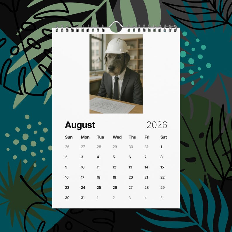 Irish Wolfhound Dogs With Jobs Calendar 2026 – Funny Irish Wolfhound Gift, Cute Dog Lover Wall Calendar, Irish Wolfhound Art, Pet Humor