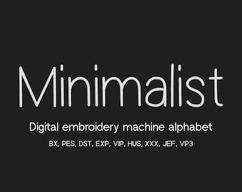Minimalist Font Embroidery File 10 sizes, instant download BX Font | PES, 8 formats, Bx Native Font Embroidery Alphabet, Embroidery Machines