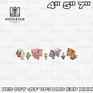 Pixel Gamer Embroidery Design, Pixel Animal Embroidery Design, Pixel Game Embroidery Design, Funny Digital Download, HieuLeven