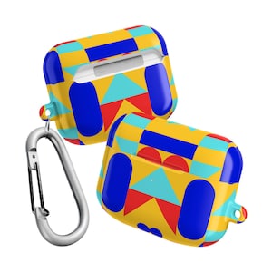 Bauhaus Vibrant Geometric AirPod Case, Bluetooth Accessory, Trendy Gift for Music Lovers, Unique Tech Cover, Fun Pattern Earbud Holder