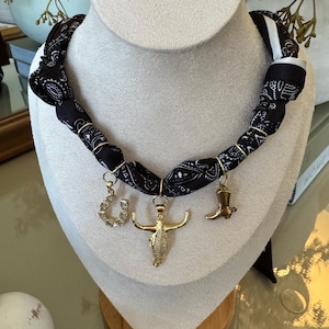 Silk Western Bandana Charm Necklace