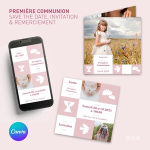 Invitation Première Communion, save the date, remerciement