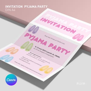Convite festa do pijama, aniversário de menina