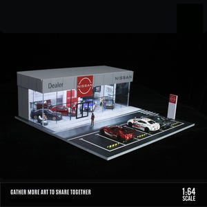 Hotwheel Dealer Display Diorama 1/64 Scale Car Showroom Model for Enthusiasts and Collectors