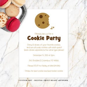 Cookie Party Uitnodiging Download met Gratis Recept Card